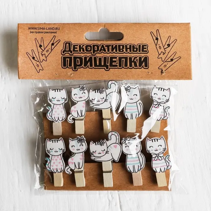 Прищепки декоративные &laquo;Котики&raquo; 10 шт., 3.5 см