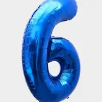 Воздушный шар фольгированный 40" &laquo;Цифра 6&raquo;, темно-синий