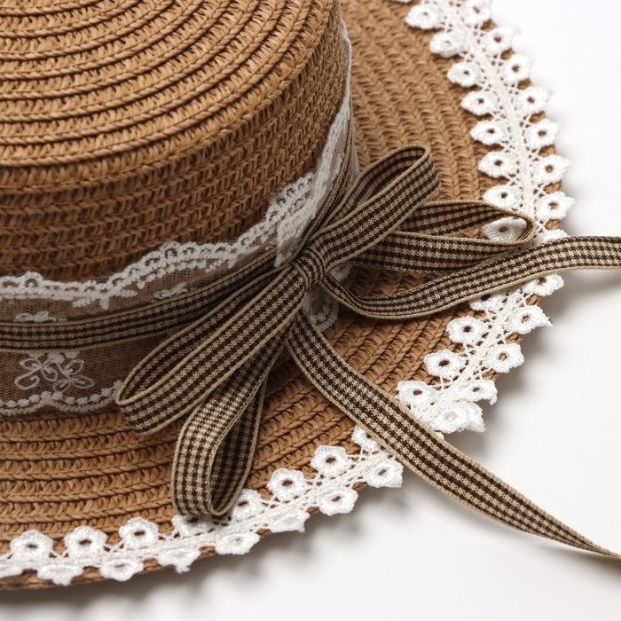 Шляпа для девочки Шляпа для девочки "Леди" MINAKU, р-р 52, цв.светло-коричневый