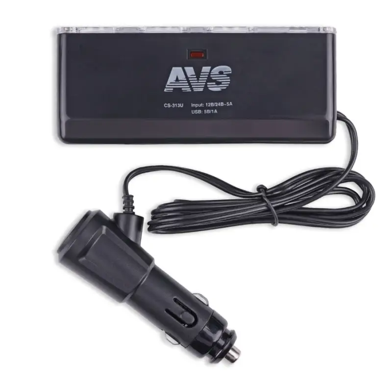 Разветвитель прикуривателя AVS 12/24 (на 3 выхода+USB) CS313U