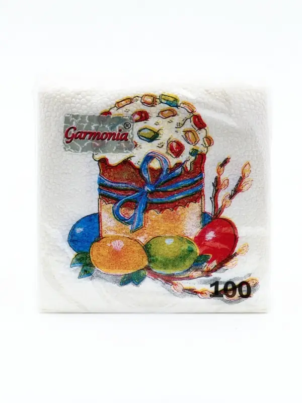 Салфетки бумажные &laquo;Пасхальный кулич&raquo;, 1 слой, 24&times;24 см, 100 шт.