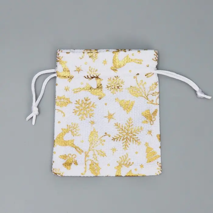 Мешочек подарочный холща «Золотая метель», тиснение, 10 х 12 см +/- 1.5 см Мешочек подарочный холща «Золотая метель», тиснение, 10 х 12 см +/- 1.5 см