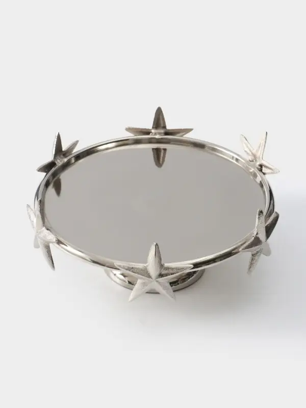 Тортовница со стеклянной крышкой &laquo;Звёзды&raquo;, 21&times;21&times;23 см, алюминий