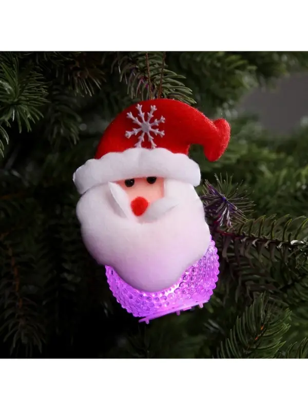 Ёлочная игрушка &laquo;Дед Мороз&raquo;, 10 см, от батареек, свечение мульти (RGB)