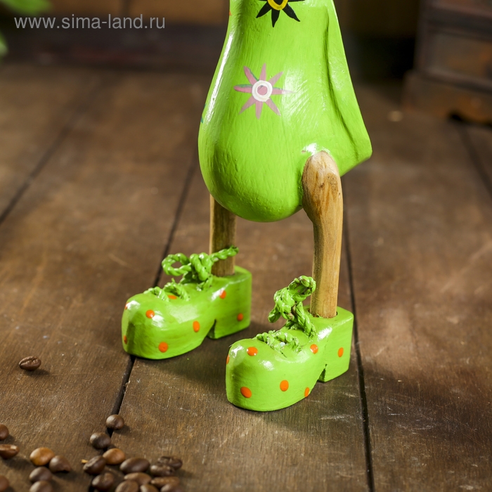 Сувенир Сувенир "Утка в зеленой одежде с принтом" дерево 13х9х27 см