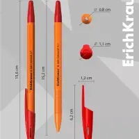 Ручка шариковая ErichKrause R=301 Orange Stick, узел 0.7 мм, красная