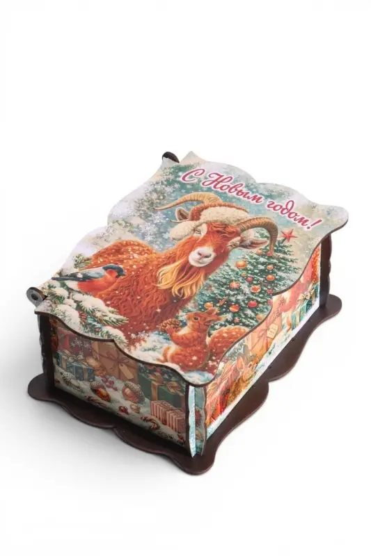Шкатулка большая  "Козлик винтаж",  20х15х8,5 см