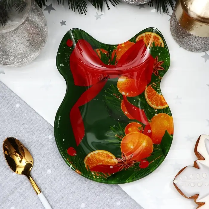 Тарелка в форме банта Тарелка в форме банта "Апельсины", 13,5х18 см