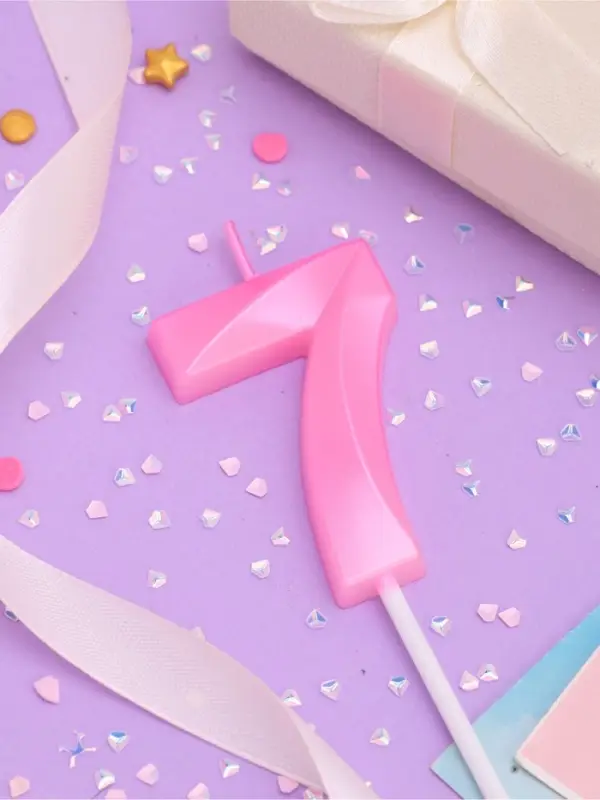 Свеча в торт на шпажке &laquo;Грань&raquo;, цифра 7, 5 см, розовая