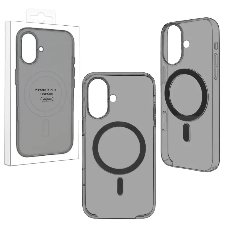 Чехол 16 Plus Clear Case Black (MagSafe + анимация NFC Clear) ORG