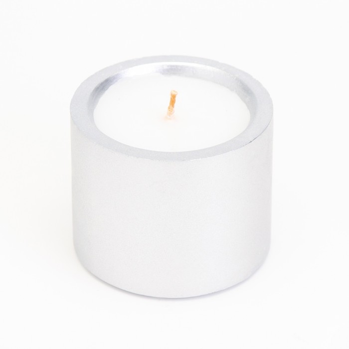 Свеча  Свеча "Цилиндр" в подсвечнике из гипса малый, 5х3,5см,серебро