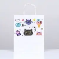 Пакет подарочный крафт &laquo;Коты&raquo;, 22&times;12&times;27 см, крученая ручка, 1 шт.