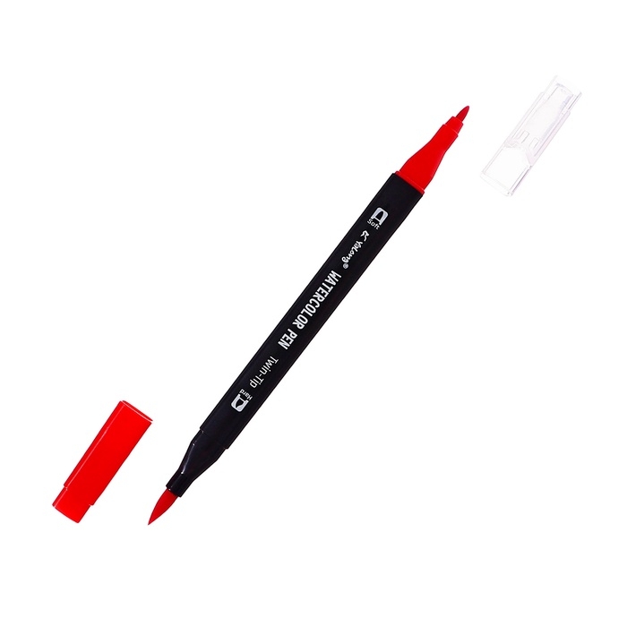 Набор маркеров 18 цветов, двусторонние, черный корпус  в пластиковом пенале Набор маркеров 18 цветов, двусторонние, черный корпус  в пластиковом пенале