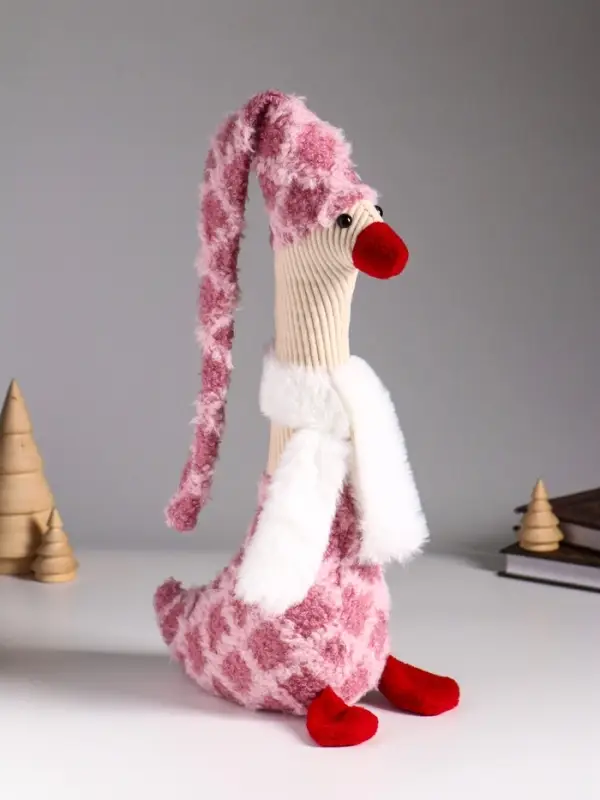 Кукла интерьерная "Гусь в розовом колпаке" 23х10х60 см