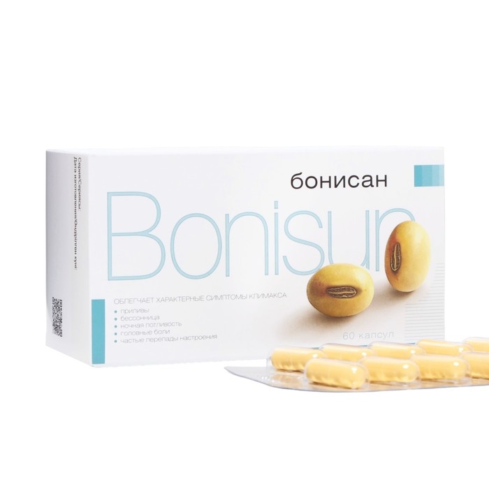 Бонисан для снижении симптомов климакса, 60 капсул по 0,46 г Бонисан для снижении симптомов климакса, 60 капсул по 0,46 г