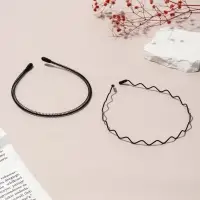 Ободок для волос "Амелия" (набор 2 шт) волна, чёрный