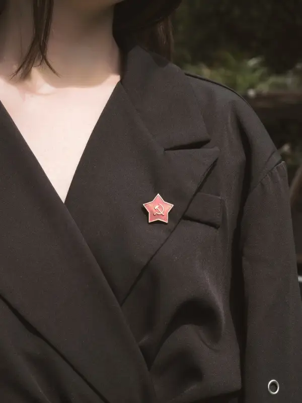 Значок «Звезда Серп и молот», 2.5 см, цвет красный в золоте Значок «Звезда Серп и молот», 2.5 см, цвет красный в золоте