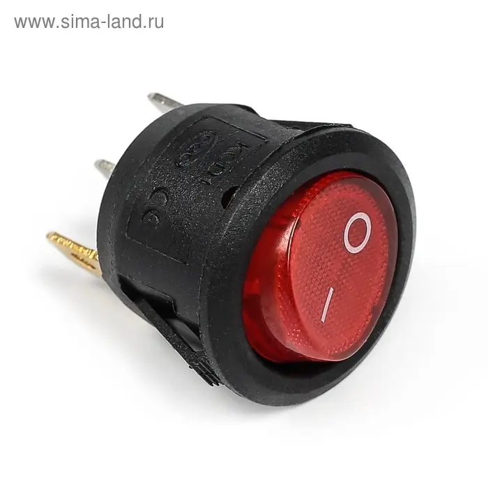 Выключатель 1 клавишный, с подсветкой, диаметр 23 мм, красный, 10 А Выключатель 1 клавишный, с подсветкой, диаметр 23 мм, красный, 10 А
