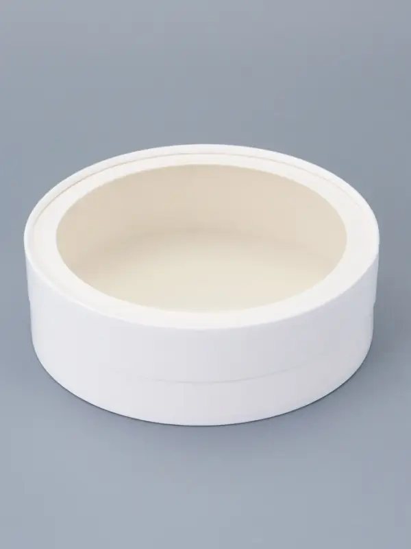 Коробка подарочная круглая с окном, завальцованная, белая, 18&times;6 см