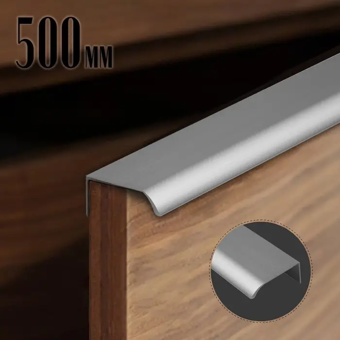 Ручка профильная мебельная торцевая CAPPIO RT002, L=500 мм, м/о 288 мм, серая, 4 шт.