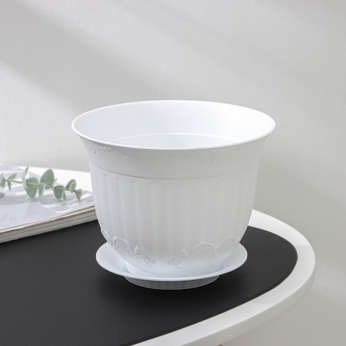 Горшок с поддоном «Ангара», 1.5 л, белый Горшок с поддоном «Ангара», 1.5 л, белый