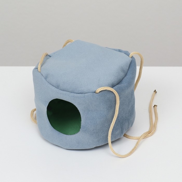 Подвесной дом для грызунов круглый, мебельная ткань, флис, 15 х 10 см, голубой Подвесной дом для грызунов круглый, мебельная ткань, флис, 15 х 10 см, голубой