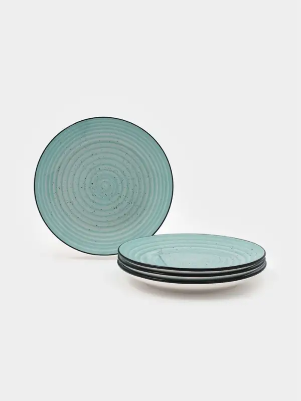 Набор тарелок 4 шт Доляна "Nature"  19 см голубой в крапинку