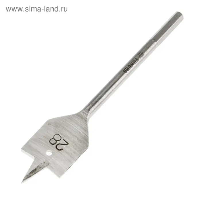 Сверло по дереву перовое ТУНДРА, шестигранный хвостовик, 28&times;152 мм