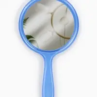 Зеркало с ручкой, двустороннее, с увеличением х2, 11.5&times;21 см, (d=10 см), МИКС