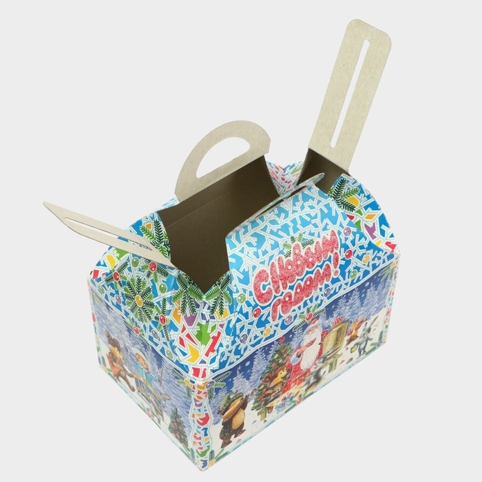 Новый год. Подарочная коробка Новый год. Подарочная коробка "Лесные непоседы в синем" Ларец малый 18,5 x 12,5 x 19см.