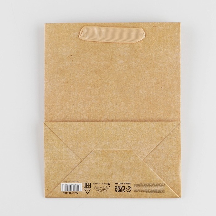 Пакет подарочный ламинированный, упаковка, «Крафтовый», MS 18 х 23 х 10 см