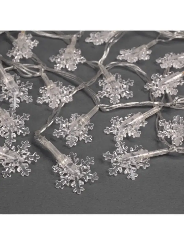 Гирлянда &laquo;Нить&raquo; 5 м с насадками &laquo;Снежинки малые&raquo;, IP20, прозрачная нить, 20 LED, свечение мульти (RG/RB), мигание, 220 В