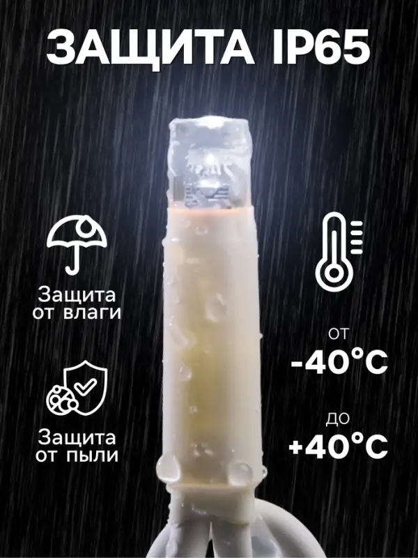 Гирлянда &laquo;Бахрома&raquo; 3&times;0.6 м, IP65, УМС, тёмная нить каучук, 108 LED, свечение белое, 220 В