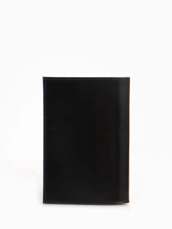 Обложка для паспорта, гладкая, натуральная кожа, тиснение фольгой, чёрная