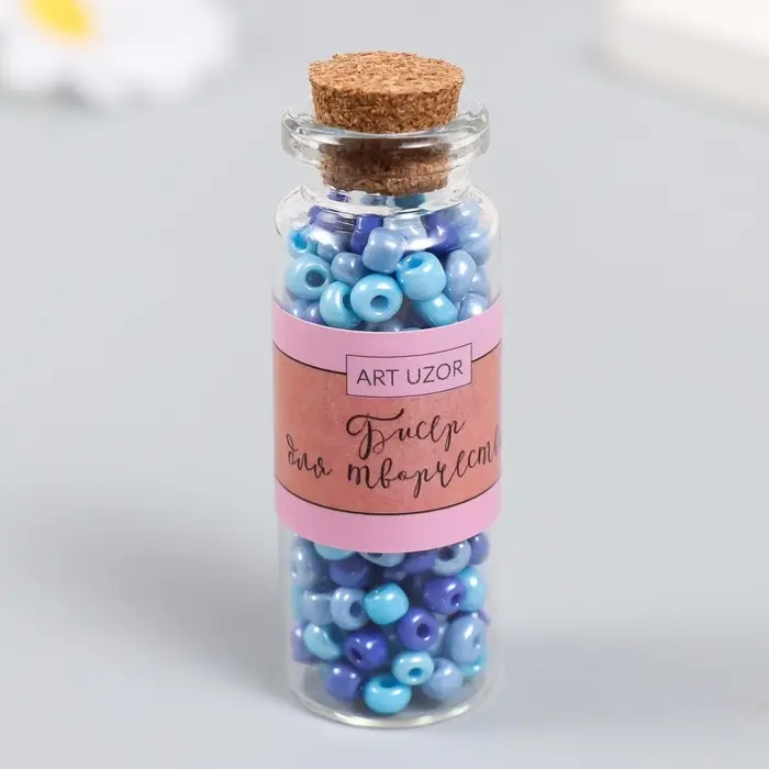 Бисер 6/0 в бутылочке  Бисер 6/0 в бутылочке "Оттенки ночного неба" 20 гр керамический блеск 6х2х2 см