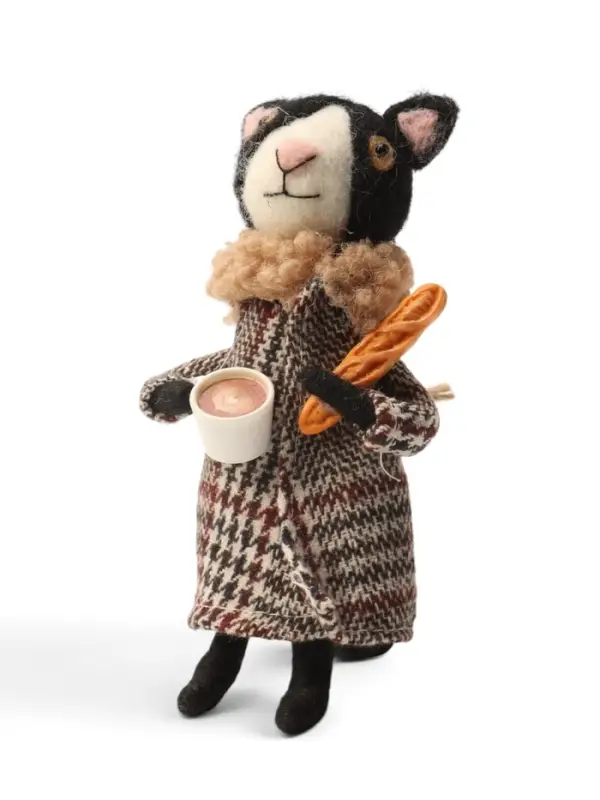 Сувенир подвеска &laquo;Кошечка с багетом и чашкой кофе&raquo; 6.5&times;5.3&times;13.5 см