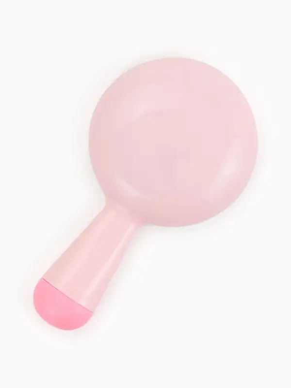 Зеркало с ручкой, 7.7&times;14 см, (d=7.3 см), розовое