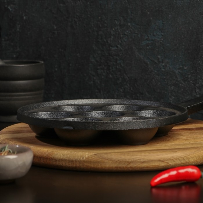 Сковорода чугунная Magma «Сферос», 7 ячеек, 20×3 см, чугунная ручка Сковорода чугунная Magma «Сферос», 7 ячеек, 20×3 см, чугунная ручка