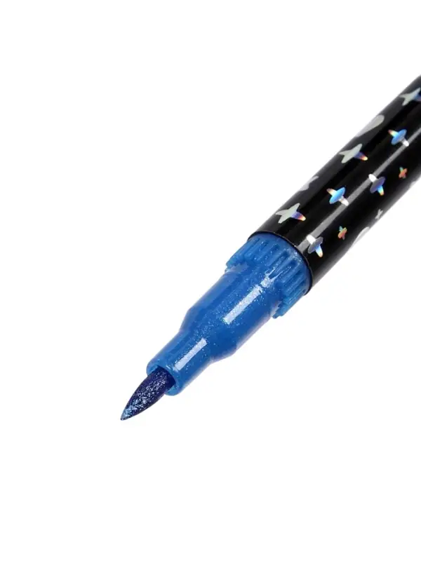 Фломастеры 12 штук, 24 цвета, с блёстками, двусторонние, в пластиковой коробке