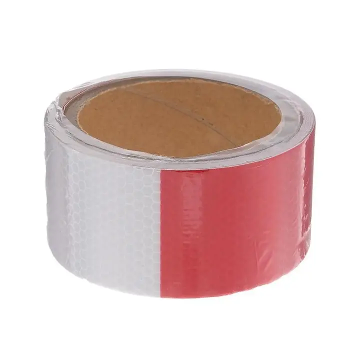 Светоотражающая лента, самоклеящаяся, красно-белая, 5 см &times; 5 м