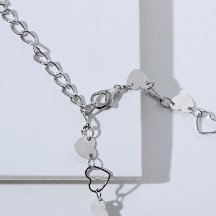 Чокер «Металлика» сердца, цвет серебро, L=30 Чокер «Металлика» сердца, цвет серебро, L=30