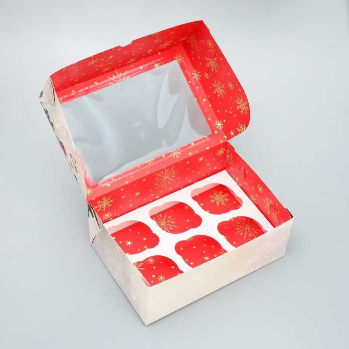 Коробка для капкейков складная с двусторонним нанесением «С Новым годом», 25 х 17 х 10 см, Новый год Коробка для капкейков складная с двусторонним нанесением «С Новым годом», 25 х 17 х 10 см, Новый год