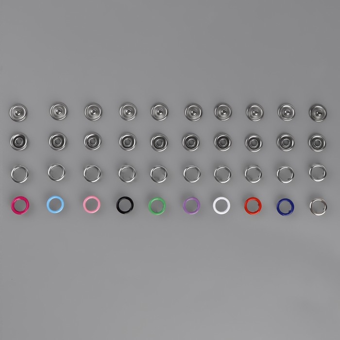 Кнопки рубашечные, открытые, в органайзере, d = 9,5 мм, 200 шт, цвет разноцветный Кнопки рубашечные, открытые, в органайзере, d = 9,5 мм, 200 шт, цвет разноцветный