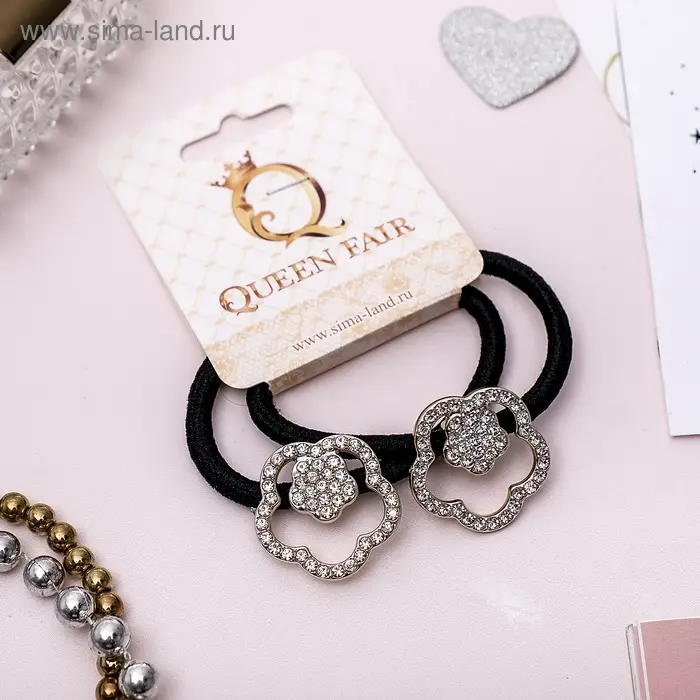 Резинка для волос "Двойняшка"  (набор 2 шт) цветок, 2,5 см