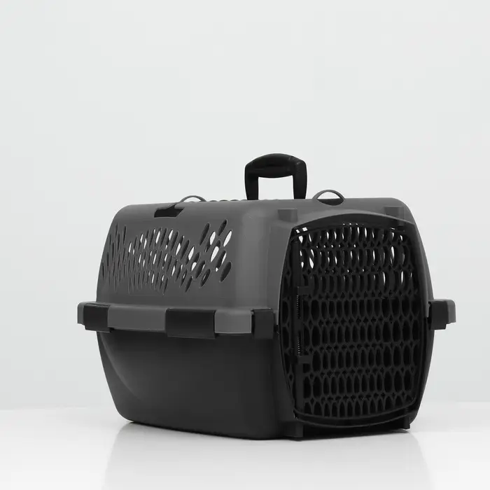 Переноска для животных, 40&times;32&times;26, с пластиковой дверью, серая