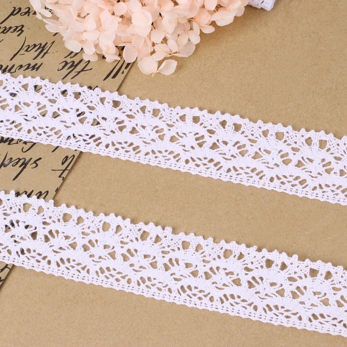 Кружево вязаное, 40 мм × 10 ± 1 м, цвет белый Кружево вязаное, 40 мм × 10 ± 1 м, цвет белый