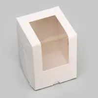 Коробка для 1 капкейк с окном, белая, 12.5×9.5×9.5 см