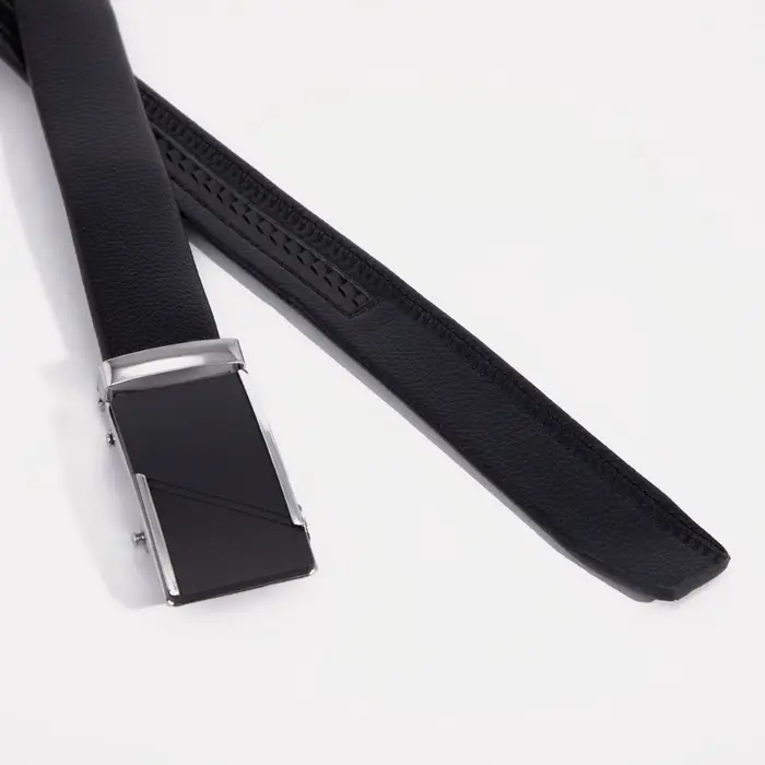 Ремень мужской длинный, длина 125 см, ширина 3.5 см, пряжка автомат, чёрный