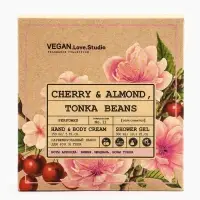 Набор женский VEGAN.Love.Studio "Cherry,Almond,Tonka Beans": гель для душа 300 мл + крем-лосьон 150