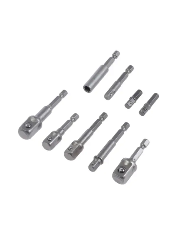 Набор адаптеров для бит и торцевых головок ТУНДРА, 1/4" 3/8" 1/2", 25 - 70 мм, 9 шт.